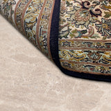 Mahzarin – Hand Knotted Silk Rug in Navy Blue/Ivory