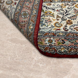 Rangrezan – Hand Knotted Silk Rug in Deep Red/Ivory