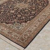 Shahbanu – Hand Knotted Silk Rug in Navy Blue/Ivory