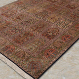 Baghestan – Hand Knotted Silk Rug in Golden Brown/Fern green