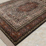 Roshnaz – Hand Knotted Silk Rug in Ivory/Orange Rust