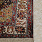 Shabgul – Hand Knotted Silk Rug in Navy Blue/Ivory