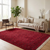 Atash – Hand Knotted Wool Rug in Deep Sangria Red/Black