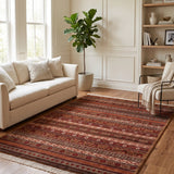 Raktambar – Hand Knotted Wool Rug in Maroon/Orange Rust
