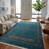 Aivaan – Hand Knotted Wool Rug in Turquoise Blue/Black