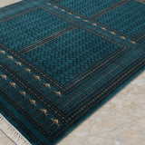 Aivaan – Hand Knotted Wool Rug in Turquoise Blue/Black