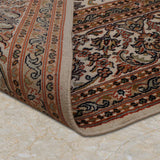Mehrnigar – Hand Knotted Silk Rug in Ivory/Orange Rust