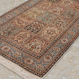 Nargisvan – Hand Knotted Silk Rug in Cream/Orange Rust