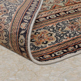 Nargisvan – Hand Knotted Silk Rug in Cream/Orange Rust