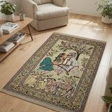 Gulistan Darbar – Hand Knotted Silk Rug in Sage Green/Peach