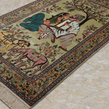 Gulistan Darbar – Hand Knotted Silk Rug in Sage Green/Peach