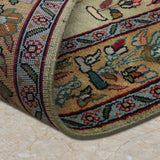 Gulistan Darbar – Hand Knotted Silk Rug in Sage Green/Peach