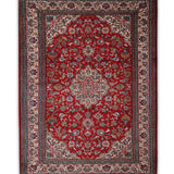 Surkhara – Hand Knotted Silk Rug in Crimson Red/Ivory