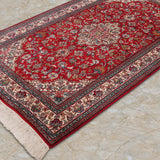 Surkhara – Hand Knotted Silk Rug in Crimson Red/Ivory