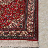 Surkhara – Hand Knotted Silk Rug in Crimson Red/Ivory