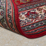 Surkhara – Hand Knotted Silk Rug in Crimson Red/Ivory