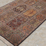 Bagh-e-Simar – Hand Knotted Silk Rug in Ivory/Navy Blue