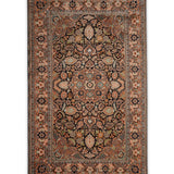 Nazneen – Hand Knotted Silk Rug in Peach/Navy Blue