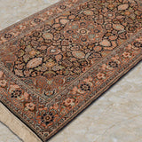 Nazneen – Hand Knotted Silk Rug in Peach/Navy Blue