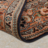 Nazneen – Hand Knotted Silk Rug in Peach/Navy Blue