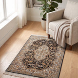 Nivand – Hand Knotted Silk Rug in Navy Blue/Ivory