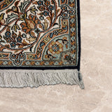 Nivand – Hand Knotted Silk Rug in Navy Blue/Ivory