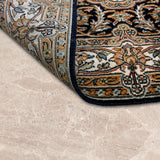 Nivand – Hand Knotted Silk Rug in Navy Blue/Ivory