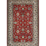 Shabahang – Hand Knotted Silk Rug in Crimson Red/Ivory