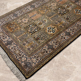 Naushaba – Hand Knotted Silk Rug in Peach/Navy Blue