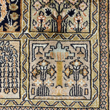 Naushaba – Hand Knotted Silk Rug in Peach/Navy Blue