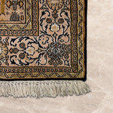 Naushaba – Hand Knotted Silk Rug in Peach/Navy Blue