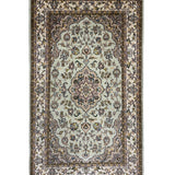 Saharva – Hand Knotted Silk Rug in Soft Sage Green/Mushroom Brown
