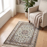Saharva – Hand Knotted Silk Rug in Soft Sage Green/Mushroom Brown