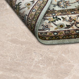 Saharva – Hand Knotted Silk Rug in Soft Sage Green/Mushroom Brown