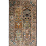 Khazina – Hand Knotted Silk Rug in Mushroom Brown/Navy Blue