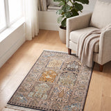 Khazina – Hand Knotted Silk Rug in Mushroom Brown/Navy Blue