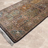 Khazina – Hand Knotted Silk Rug in Mushroom Brown/Navy Blue