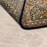 Khazina – Hand Knotted Silk Rug in Mushroom Brown/Navy Blue