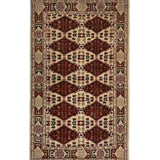 Sarmast – Hand Knotted Wool Rug in Beige/Burgundy