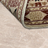 Sarmast – Hand Knotted Wool Rug in Beige/Burgundy