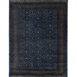 Neelvas – Hand Knotted Wool Rug in Royal Blue/Camel