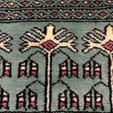 Mauj Sabz – Hand Knotted Wool Rug in Sea Foam Green/Black