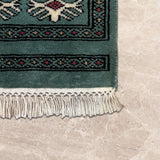 Mauj Sabz – Hand Knotted Wool Rug in Sea Foam Green/Black
