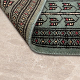 Mauj Sabz – Hand Knotted Wool Rug in Sea Foam Green/Black