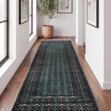 Aabreen – Hand Knotted Wool Rug in Sea Foam Green/Black