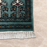 Aabreen – Hand Knotted Wool Rug in Sea Foam Green/Black
