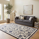 Noir Meadow – Hand Woven Cotton Rug in Cream/Grey