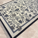 Noir Meadow – Hand Woven Cotton Rug in Cream/Grey