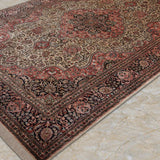 Siminara – Hand Knotted Silk Rug in Peach/Ivory