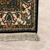 Zarafruz – Hand Knotted Silk Rug in Navy Blue/Antique Gold